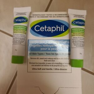 Cetaphil cleansing wipes and lotion
